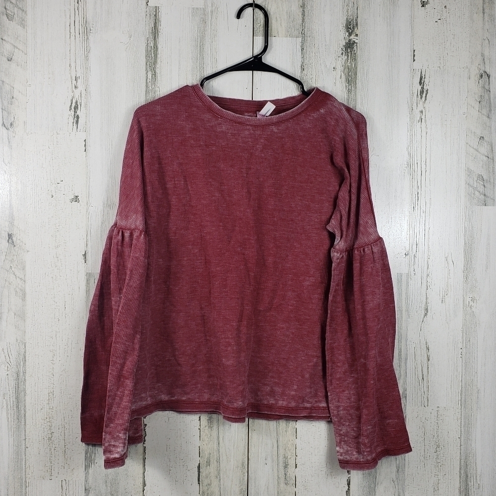 xhilaration sleepwear red bell sleeve long sleeve shirt women's size XS